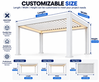 Gazebo extérieur en aluminium blanc avec chauffage et éclairage LED, gazebo permanent pour patio par temps froid