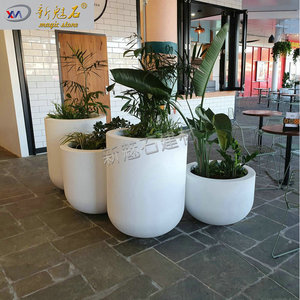 New Magic Stone <b>Cement</b> Gray Cylindrical Floor Vase High Strength GRC Custom Size For Mall Hotel Decor - Product Image 3