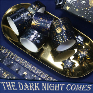 Black Sky Themed <b>Washi</b> <b>Tape</b> 4 Meters Gold Silver Foil Journal Decoration - Product Image 2