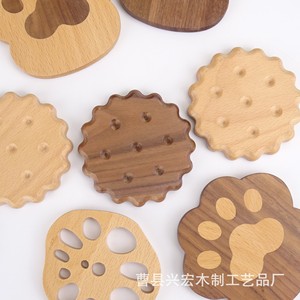 Sous-verres en bois de forme de dessin animé, design irrégulier en bois massif, tapis pour tasses à thé pour la maison et la cuisine - Product Image 4