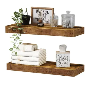 Zwevende Planken Badkamer Muur Plank Boven Toilet Slaapkamer Keuken Woonkamer Boerderij Decor Kleine 16 Inch Set Van 2, Rustieke Wenkbrauw