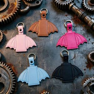 Creative PU Leather Punk Style Bat Shaped <b>Lipstick</b> Holder Keychain Chains Portable Case Lip Balm Charm Pendant Promotional Gift - Product Image 2