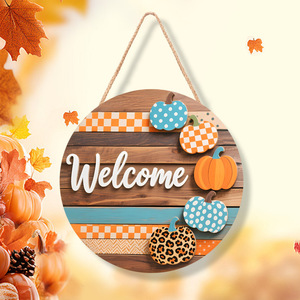Wooden Pumpkin Plaque Wall Decoration Circular <b>Rustic</b> <b>Home</b> <b>Decor</b> Thanksgiving 4Pcs - Product Image 4