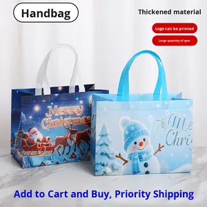 Sac fourre-tout non tissé à motif géométrique de Noël avec logo personnalisé pour emballage cadeau événementiel - Product Image 2