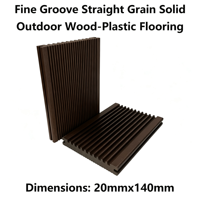 Solid Composite Decking Straight Grain Fine Groove Eco-Friendly Anti-Slip Wood Plastic Flooring 140mmx20mm Garden Waterproof