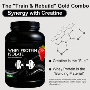 Poudre de protéines pour adultes au goût de fraise avec isolat de protéines de lactosérum et caséine pour la croissance musculaire 1 kg - Product Image 5