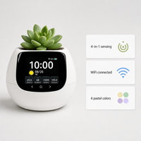ODIS Smart Plant Monitor WiFi 4 in 1 Perangkat Perawatan Tanaman Layar LCD Temperatur Kelembapan Cahaya Tingkat Air untuk Tanaman Dalam Ruangan