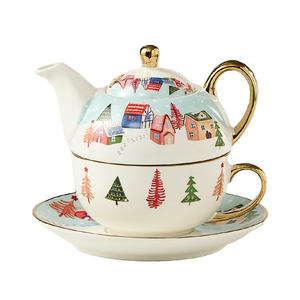 Juego de té de cerámica de Navidad, <span class=keywords><strong>taza</strong></span> de café de estilo británico, platillo, diseño de dibujos animados, <span class=keywords><strong>taza</strong></span> de café, regalo de Navidad con caja de regalo - Product Image 5
