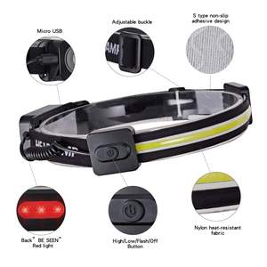 Lampe frontale <span class=keywords><strong>LED</strong></span> COB portable rechargeable, puissante, étanche, pour la course, la pêche et l'escalade, avec <span class=keywords><strong>bandeau</strong></span> élastique - Product Image 1
