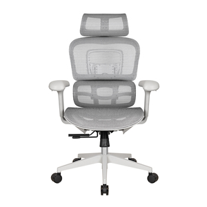 Chaise de bureau ergonomique haut de gamme en maille grise à dossier haut - Product Image 2