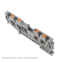 Bloc de bornes à bouton-poussoir UPT-2.5/2-2-GY pour rail DIN, type ressort, 2,5 mm², 24 A, 800 V, connecteur de câblage traversant, UL94-V0