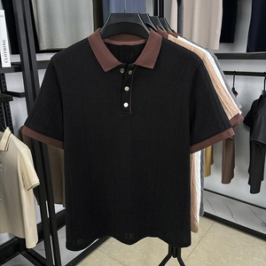 <span class=keywords><strong>Polo</strong></span> da Uomo Personalizzata a Quadri Retrò con Contrasto di Colore, Casual e Traspirante in Maglia <span class=keywords><strong>Jacquard</strong></span> - Product Image 3