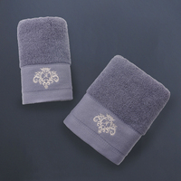 Wholesale Premium Custom White Dark Grey Cotton Terry Bath Spa Towel Two Piece Salon Set Towels logo