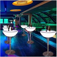 Table de cocktail LED rechargeable lumineuse avec télécommande, table de bar Slish pour événements, base en acier, 8 tailles (60/96 cm), pour fêtes et boîtes de nuit