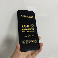 Protection d'écran en verre trempé diamant à couverture intégrale et colle intégrale, prix d'usine, pour iPhone, protection d'écran à bord en losange pour Samsung