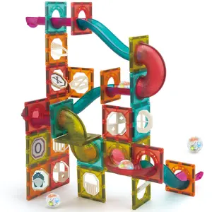 Hete Verkoop 3d Puzzel Diy Speelgoed 83Pcs Magnetische Bouwstenen Magnetische Marmeren Runs Tegels Set Speelgoed Voor Kinderen Magnatiles Speelgoed