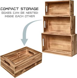 Ensemble de 3 boîtes en bois <span class=keywords><strong>pour</strong></span> le rangement, petites <span class=keywords><strong>caisses</strong></span> <span class=keywords><strong>pour</strong></span> l'affichage et l'organisation, boîtes de rangement de style farmhouse <span class=keywords><strong>pour</strong></span> l'artisanat - Product Image 5