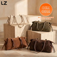 Tas Selempang Wanita LZ Custom Logos, Bahan Kulit Suede Elegan, Premium, Retro, Kulit Asli, Cocok untuk Kerja dan Perjalanan