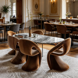 Sedie da Pranzo di Lusso Moderne, Design Scultoreo Unico, Set di Arredamento Minimalista Italiano, Poltrona con Schienale Curvo - Product Image 1
