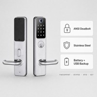 Cerradura Inteligente con Huella Dactilar, Cerradura Electrónica para Puerta de Acero Inoxidable, Teclado RFID, Cerrojo con Certificación ANSI
