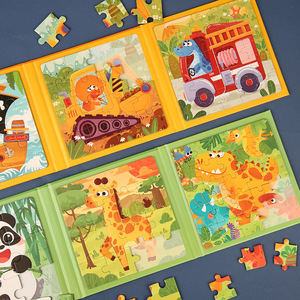Giocattoli educativi magnetici 3-in-1 per bambini <span class=keywords><strong>libro</strong></span> Puzzle di cartone con animali dei cartoni animati tema auto per ragazzi e ragazze - Product Image 3