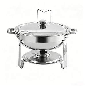 Calentador de Comida Redondo de Lujo FLEY, Dorado y Plateado, de 4.5L, de Acero Inoxidable, con Calentamiento a Base de Alcohol, para Hoteles, Bodas, Bufés y <span class=keywords><strong>Catering</strong></span> - Product Image 4
