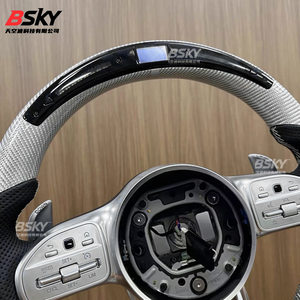 Volant en fibre de carbone blanche personnalisé avec LED, adapté aux Mercedes Benz W213 W463 W223 G63 E63 E205 GLA300 GLS A45 <span class=keywords><strong>AMG</strong></span> C43 <span class=keywords><strong>AMG</strong></span> - Product Image 5