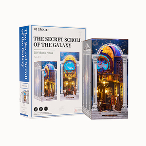 IIECREATE livre Nook <span class=keywords><strong>Puzzle</strong></span> bricolage 3D <span class=keywords><strong>Puzzle</strong></span> en bois SL-33 le défilement secret de la galaxie Kit de maison miniature avec lumière - Product Image 1
