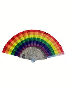 Abanico de Bambú Tejido a Mano con Brillo Artístico en Colores Frescos de Verano, Artesanía de Bambú Premium - Product Image 4