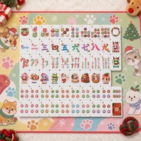 Jeu de Mahjong Américain de Noël de Luxe Moderne avec Logo Personnalisé, Tuiles de Noël, Fond en Acrylique Rouge Poinsettia