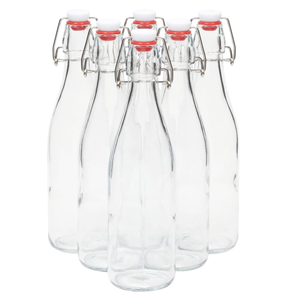 Bouteilles en verre <span class=keywords><strong>Grolsch</strong></span> rondes carrées de 500 ml avec bouchon à bascule, 16 oz, TRANSPARENTES, pour la fabrication de Kombucha, Kefir, <span class=keywords><strong>Bière</strong></span> - Product Image 6