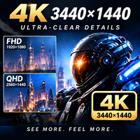 Moniteur de jeu incurvé 34 pouces 21:9, 165 Hz, 3440x1440, VA LED, 2 ms, 3000:1, 110 % sRGB, écran d'ordinateur de bureau, vente en gros