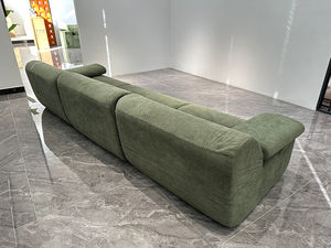 Sofá Seccional de Terciopelo Oliva, Comprimido, Módulos Redondeados, Sellado al Vacío, para Sala de Estar, Estilo Relajado y Cómodo - Product Image 3