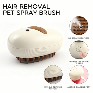 New Arrival USB Chargeable Electric Pet Steam Brush Eco-Friendly Cat and <b>Dog</b> Grooming Comb Duck Pet Hair Remover - Product Image 2