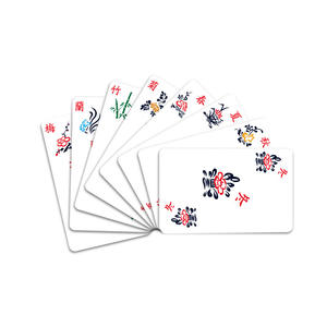 Cartas de Mahjong de estilo chino, mini fichas de papel grueso portátiles para entretenimiento en casa, 4 jugadores con dados - Product Image 1