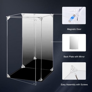 Boîte de présentation portable en acrylique transparent pour figurines, avec dos miroir, protection anti-poussière pour objets de collection - Product Image 4