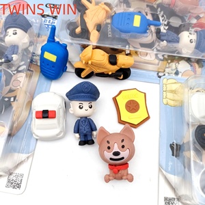 Jumeaux gagner 834 personnalisé Police chien moto personnes Police talkie-walkie Police voiture gomme ensemble pour étudiant papeterie cadeaux - Product Image 2
