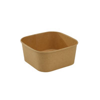Bol en papier kraft mache avec couvercle, rond ou carré, personnalisé, 30oz, 32oz, 35oz, pour soupe, eau, riz, salade