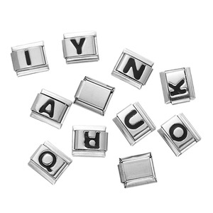 Eslabón Modular con Letra |   Abalorio Cuadrado de Acero Inoxidable con Baño PVD de 18K, Letras del Alfabeto A-Z, para Fabricación de Joyería DIY - Product Image 5