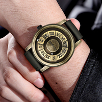 Reloj para Hombre LIGE FB0047 Táctil para Ciegos con Fuerza Magnética en Color Bronce Pantone, Deportivo con Puntero Deslizante Creativo y Acabado Mate