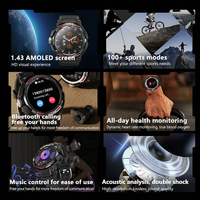Reloj inteligente Eraysun 2 en 1 con auriculares TWS 1,43 HD pantalla HiFi sonido altavoz rastreador música deportes NFC hombre Smartwatch para hombres