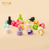 Tête en silicone avec capuchon compte-gouttes de couleur avec pipette compte-gouttes pour bouteille d'huile de sérum à usage cosmétique non rechargeable