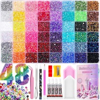 Kit de strass en résine à 60/48/40/32/28/24 compartiments, best-seller, pour loisirs créatifs et nail art, boîte de strass à dos plat