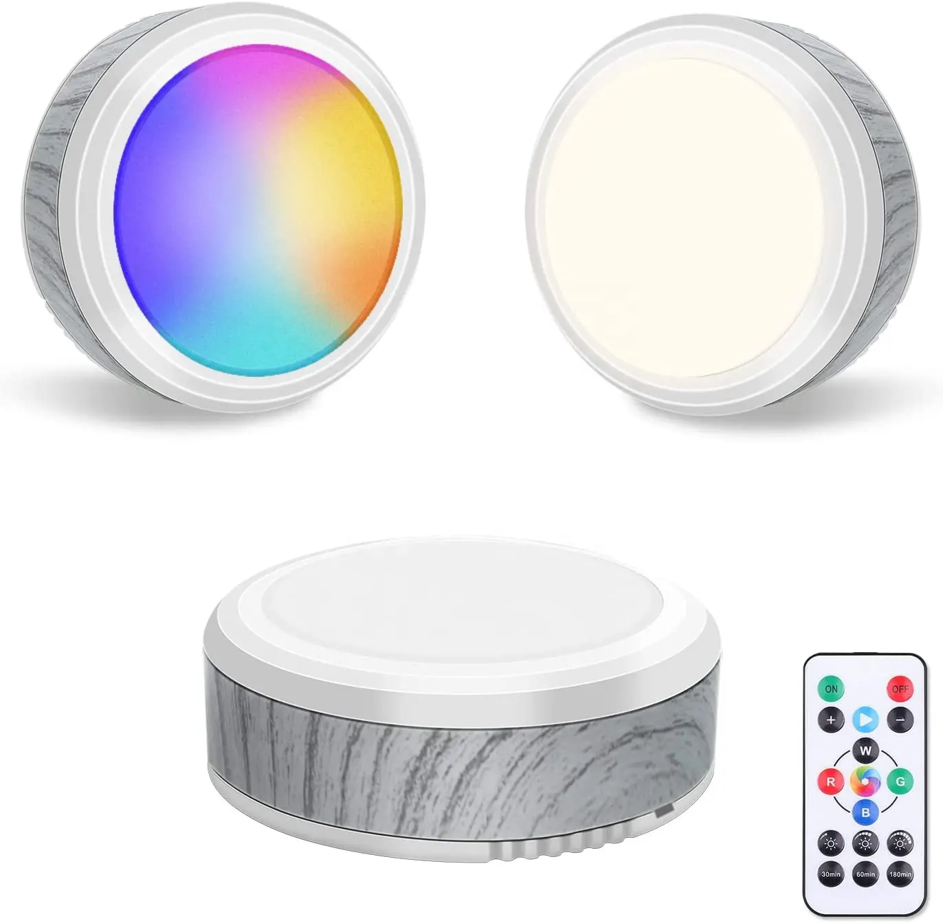 Wholesale Puck Lights Color Changing Wireless LED Puck Lights with Remote Control Battery Operated Under Cabinet Lights Colored