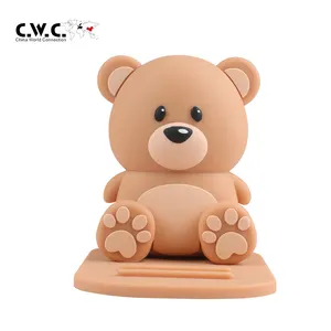 Custom Portable Pvc Cell Phone Stand Animal Cartoon Cute Bear Shape Mobile Phone Holder