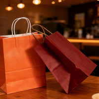 Sacs en papier kraft recyclé imprimés avec logo personnalisé, écologiques, classiques, avec poignées, pour les courses, les restaurants, les emballages à emporter