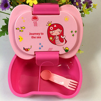 Boîte à lunch en plastique durable et mignonne avec séparateur et bouteilles d'eau, compatible micro-ondes et chauffable, récipient alimentaire