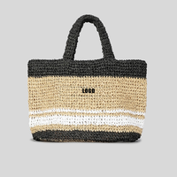 Bolso Tote Casual de Paja para Mujer, Tejido a Mano, Ligero, Portátil, de Gran Capacidad, con Cierre de Cremallera, Ideal para la Playa en Verano