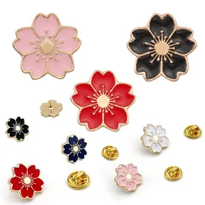 Wholesale College Japan Style Cherry Blossom Lapel Enamel pin Cherry Blossom Brooch Ornament For Clothes Jewelry Accessory