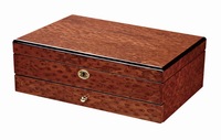 Boîte à bijoux en bois rectangulaire de luxe vintage avec grand tiroir de rangement et miroir organisateur à motif carré